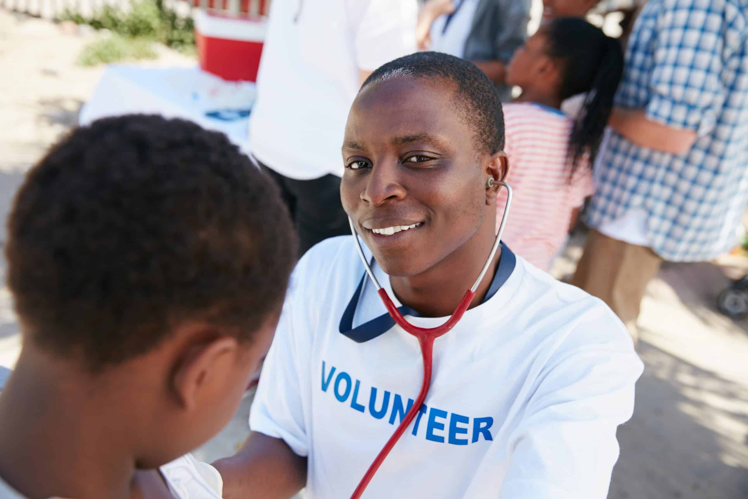 Person wearing volunteer shirt